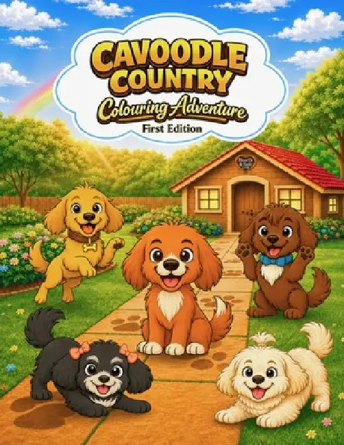 Cavoodle Country Colouring Adventures: A Cute Puppy Coloring Book for Kids Ages 3-8 by Cavoodle Country