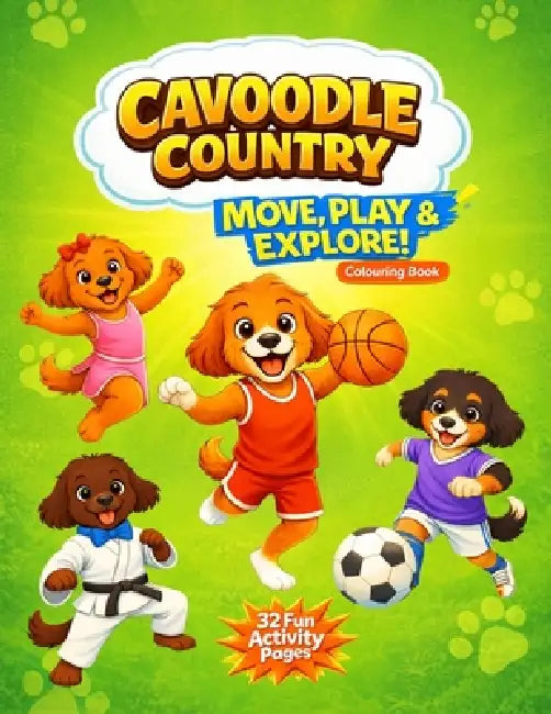 Cavoodle Country Move, Play & Explore Colouring Book: A Fun Sports and Activity Colouring Book for Kids Ages 3-8 Featuring Cute Cavoodles and Cavapoos by Cavoodle Country