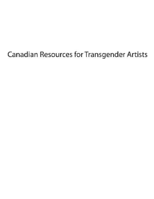 Canadian Resources for Transgender Artists by Evan Wonder