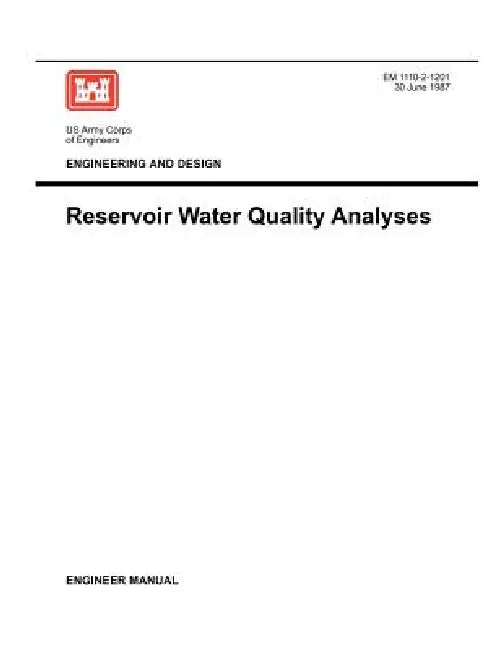 Engineering and Design: Reservoir Water Quality Analysis (Engineer Manual 1110-2-1201) by Us Army Corps of Engineers