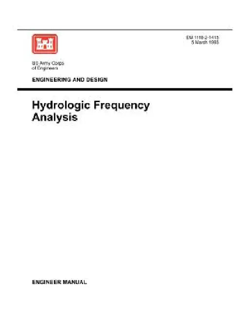 Engineering and Design: Hydrolic Frequency Analysis (Engineer Manual 1110-2-1415) by Us Army Corps of Engineers