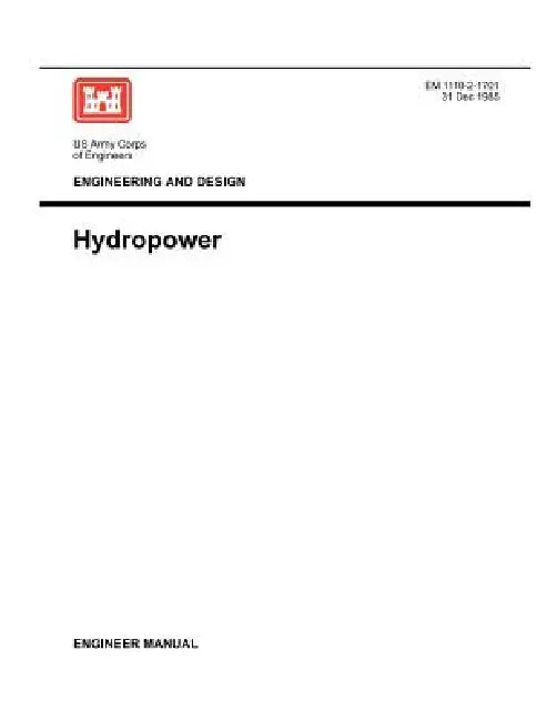 Engineering and Design: Hydropower (Engineer Manual 1110-2-1701) by Us Army Corps of Engineers