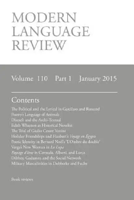 Modern Language Review (110: 1) January 2015 by D. F. Connon