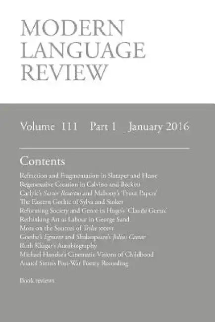 Modern Language Review (111: 1) January 2016 by D. F. Connon