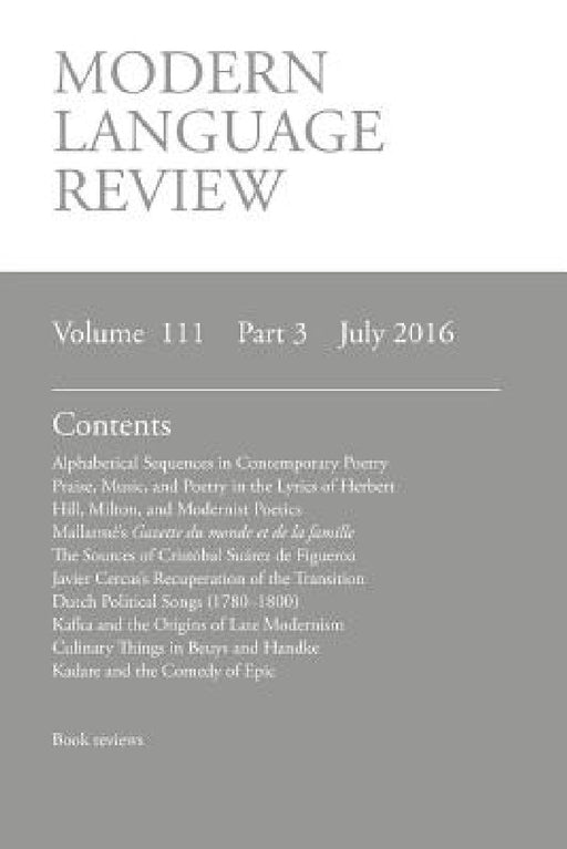 Modern Language Review (111: 3) July 2016 by D. F. Connon