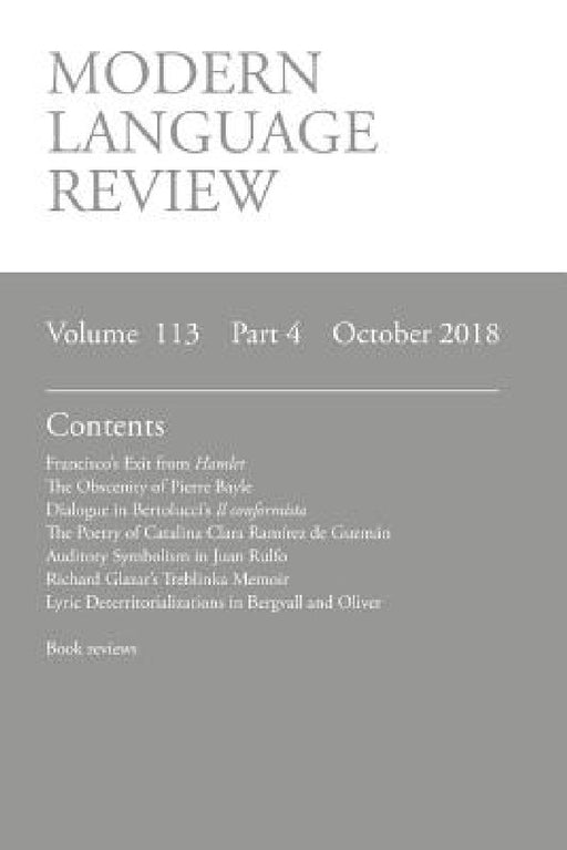 Modern Language Review (113: 4) October 2018 by D. F. Connon