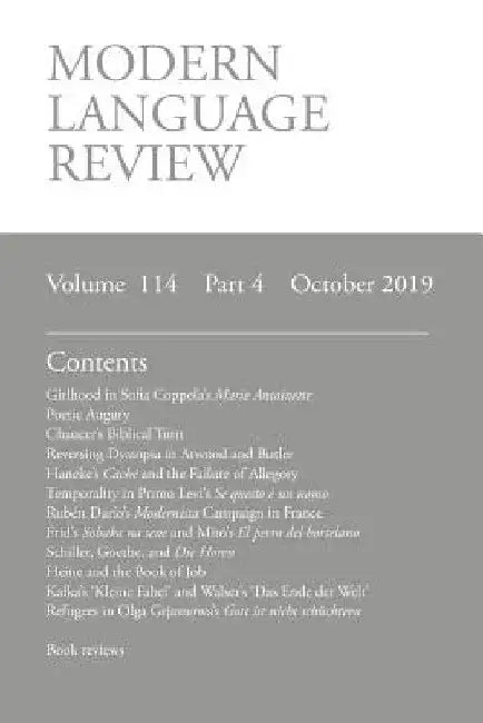 Modern Language Review (114: 4) October 2019 by D. F. Connon