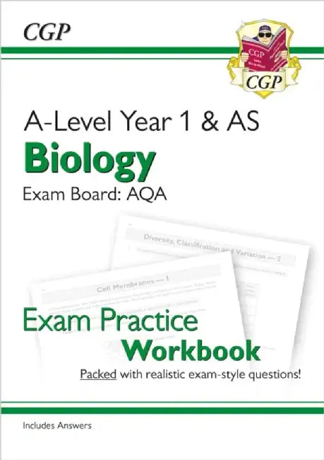 A-Level Biology: AQA Year 1 & AS Exam Practice Workbook - includes Answers by CGP Books