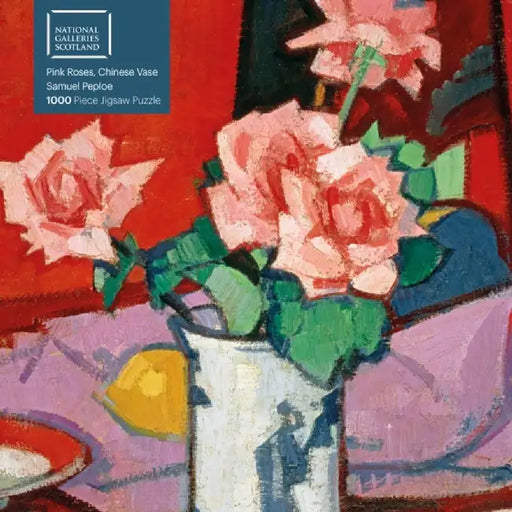 Adult Jigsaw Puzzle National Galleries Scotland - Samuel Peploe: Pink Roses, Chinese Vase: 1000-Piece Jigsaw Puzzles by Flame Tree Studio