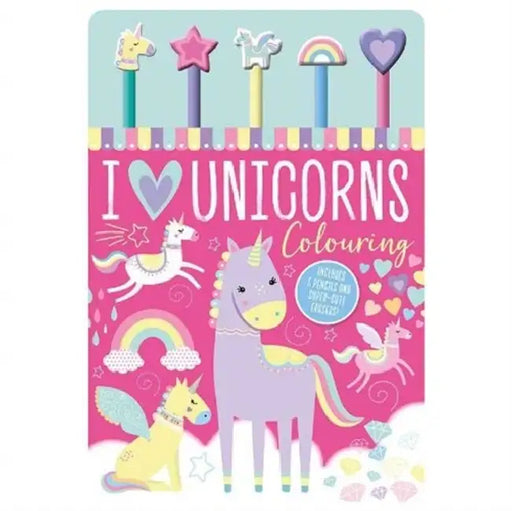 Eraser Pencil Toppers I Love Unicorns Colouring by Make Believe Ideas