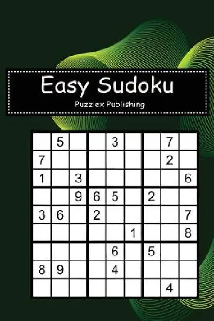 Easy Sudoku: Sudoku Puzzle Game For Beginers With Green Abstract sound wave cover by Puzzlex Publishing