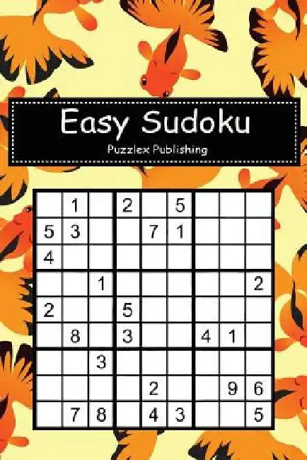 Easy Sudoku: Sudoku Puzzle Game For Beginers With Goldfish seamless pattern cover by Puzzlex Publishing