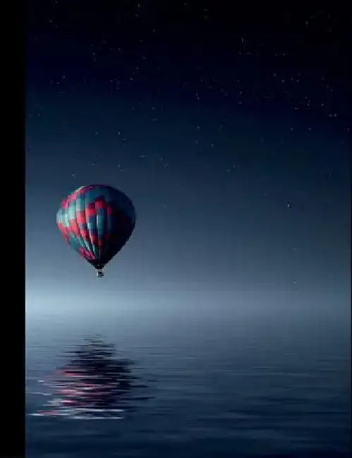 Air Balloon Over Ocean Composition Notebook: 4x4 Graph Paper, 100 sheets-200 pages, 9.75" x 7.5" by Gilded Penguin Publishing