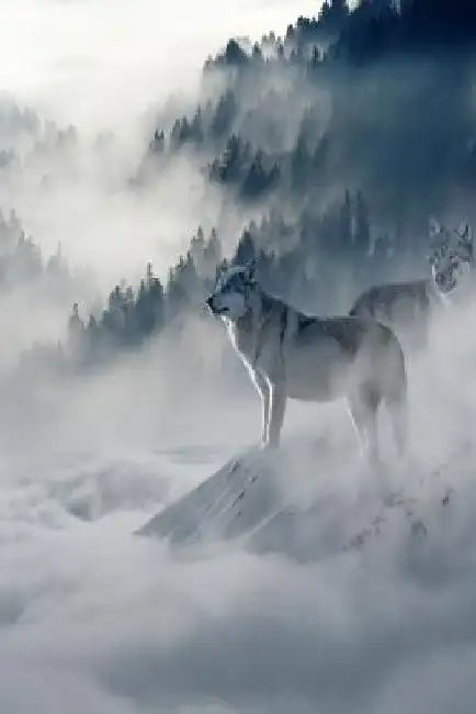 Wolves in the Fog: Wolves Hunt Together for Their Preferred Prey, Large Animals Such as Deer, Elk, and Moose. When They Are Successful, W by Planners and Journals