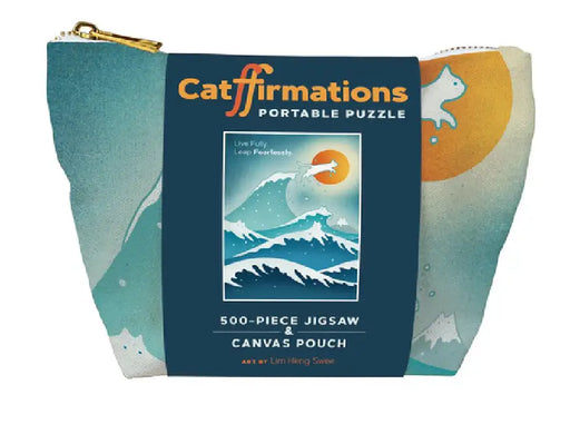 Catffirmations Portable Puzzle: 500-Piece Jigsaw & Canvas Pouch by Lim Heng Swee