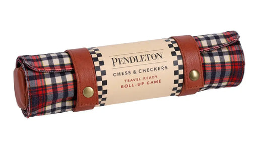 Pendleton Red Black Check Pattern Chess & Checkers: Travel-Ready Roll-Up Game by Pendleton Woolen Mills