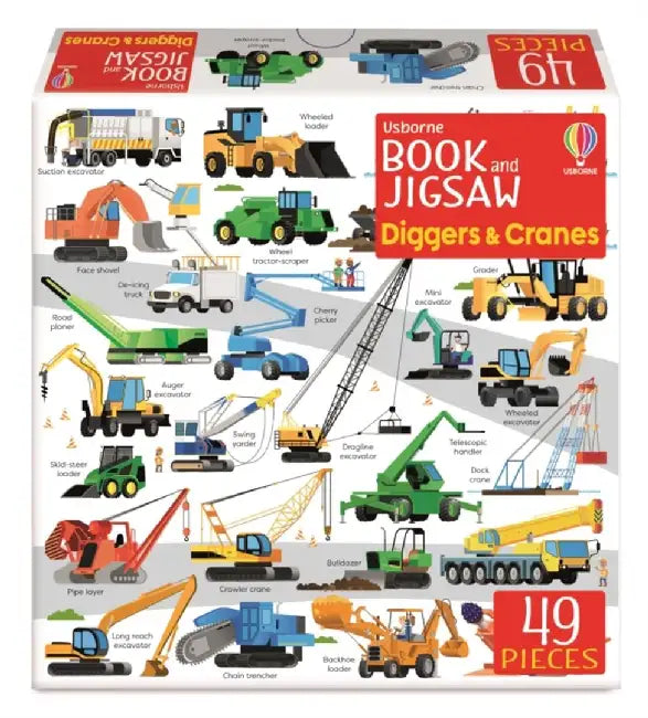 Usborne Book and Jigsaw Diggers and Cranes by Sam Smith