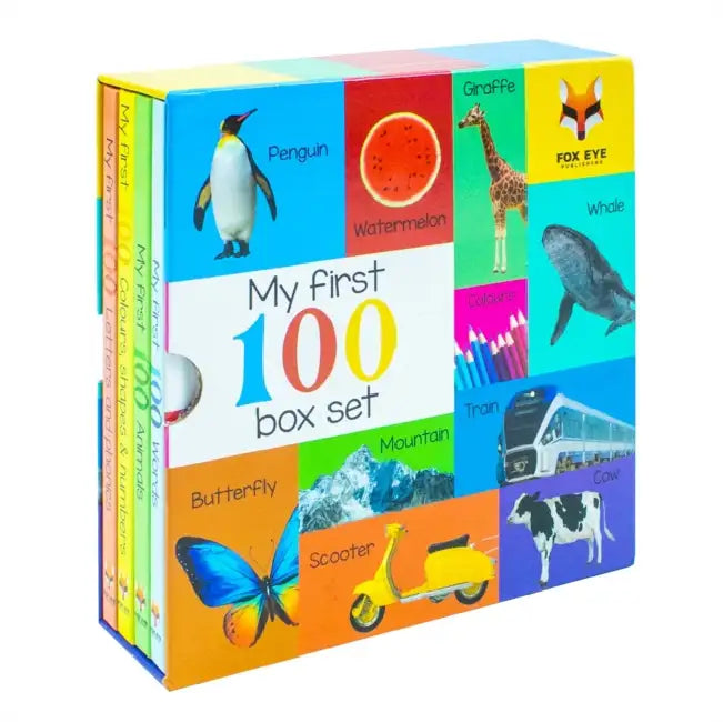 My First 100 Words Box Set 4 Board Books Collection Set: (Words, Animals, Colours, Shapes and Numbers, Letters and Phonics) by Zahira Thadha, Fatimah Salejee, Saima Mulla), Various (Fatimah Ghodawala