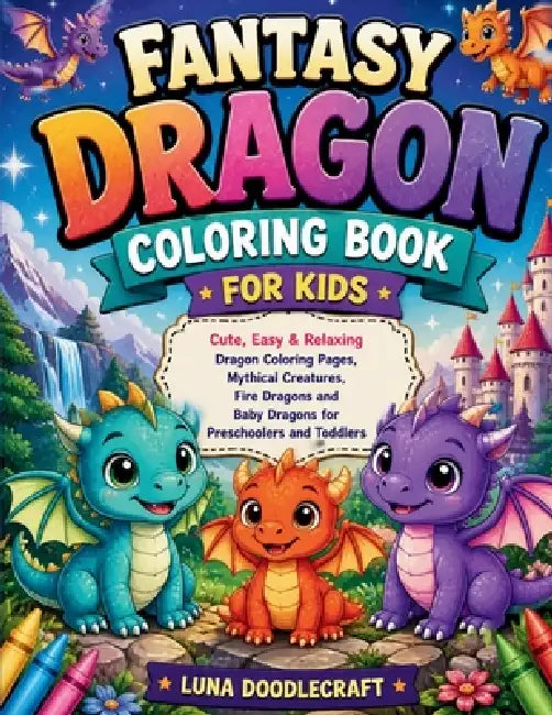 Fantasy Dragon Coloring Book for Kids: Cute, Easy & Relaxing Dragon Coloring Pages, Mythical Creatures, Fire Dragons and Baby Dragons for Preschoolers by Luna Doodlecraft