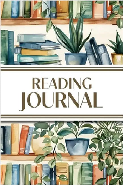 Reading Journal (Watercolor Bookshelves with Potted Plants): 6"x9" Book Lover's Diary; Book/Series Reviews, Reading Tracker, Favorite Book List, Favor by Revive Stationery