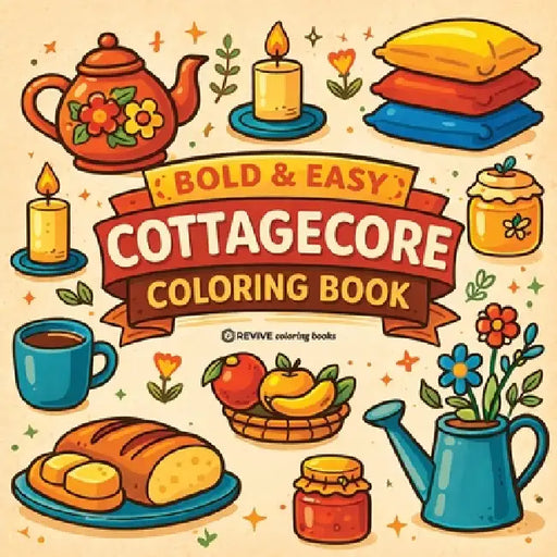 Bold & Easy Cottagecore Coloring Book: Cozy & Relaxing Stress Relief Coloring-Perfect Cozy Girl Gift! by Revive Coloring Books