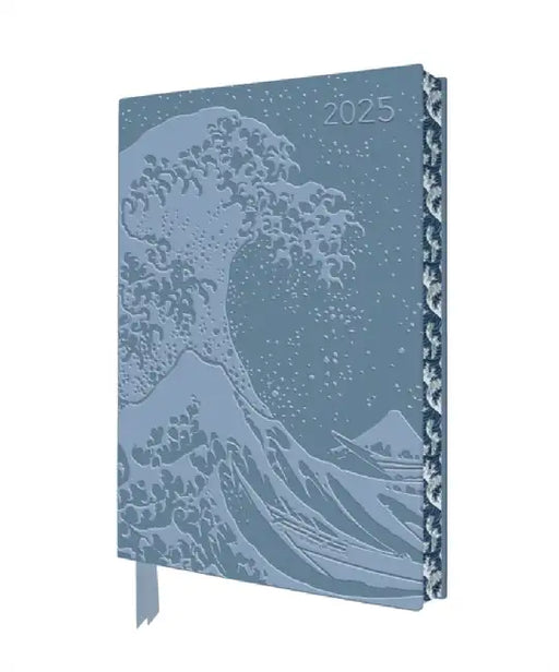 Katsushika Hokusai: The Great Wave 2025 Artisan Art Vegan Leather Diary Planner - Page to View with Notes by Flame Tree Studio