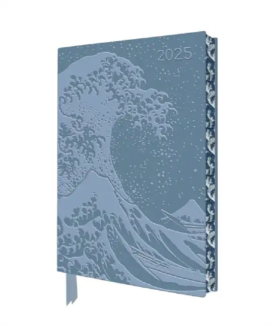 Katsushika Hokusai: The Great Wave 2025 Artisan Art Vegan Leather Diary Planner - Page to View with Notes by Flame Tree Studio
