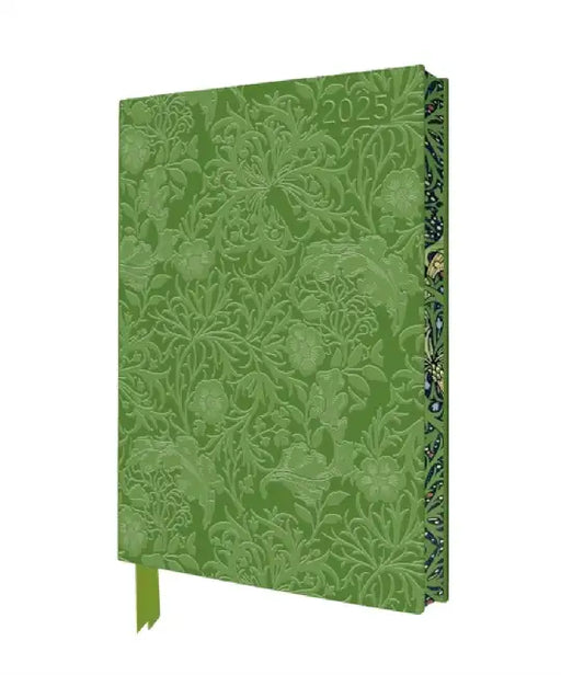 William Morris: Seaweed 2025 Artisan Art Vegan Leather Diary Planner - Page to View with Notes by Flame Tree Studio