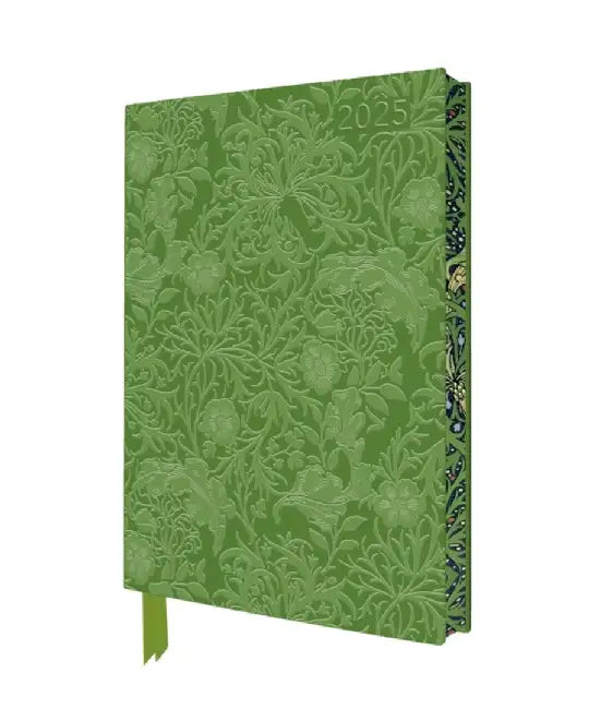 William Morris: Seaweed 2025 Artisan Art Vegan Leather Diary Planner - Page to View with Notes by Flame Tree Studio