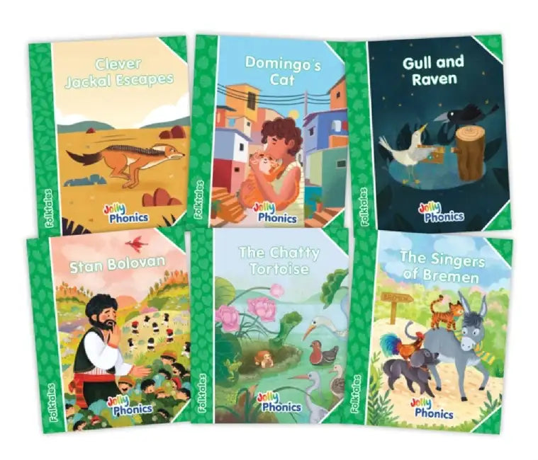 Jolly Phonics Folktales Green Readers (Level 3) Complete Set (1-6) by Louise Van-Pottelsberghe