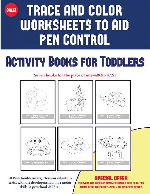 Activity Books For Toddlers (Trace And Color Worksheets To Develop Pen Control: 50 Preschool Kinder