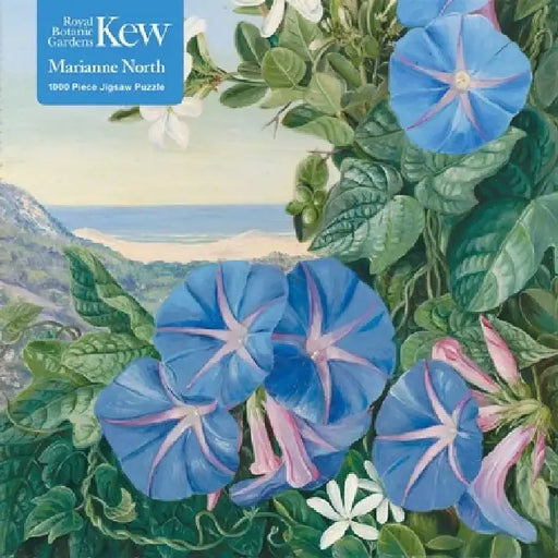Adult Jigsaw Puzzle Kew: Marianne North: Amatungula in Flower and Fruit and Blue Ipomoea, South Africa: 1000-Piece Jigsaw Puzzles by Flame Tree Studio