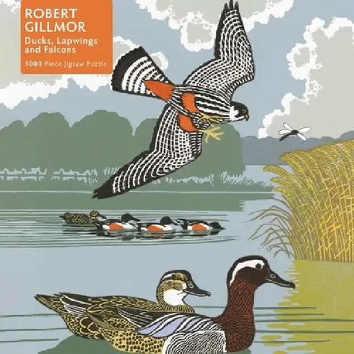 Adult Jigsaw Puzzle Robert Gillmor: Ducks, Falcons and Lapwings: 1000-Piece Jigsaw Puzzles by Flame Tree Studio