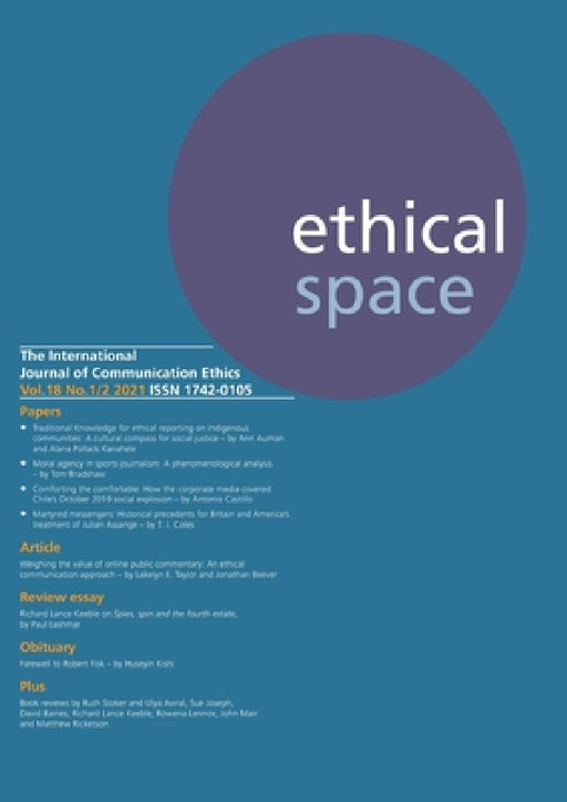 Ethical Space Vol.18 Issue 1/2 by Donald Matheson, Sue Joseph, Tom Bradshaw