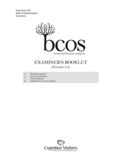 Bcos Cognitive Screen: Examiner's Booklet (Pack of 15) by Glyn Humphreys