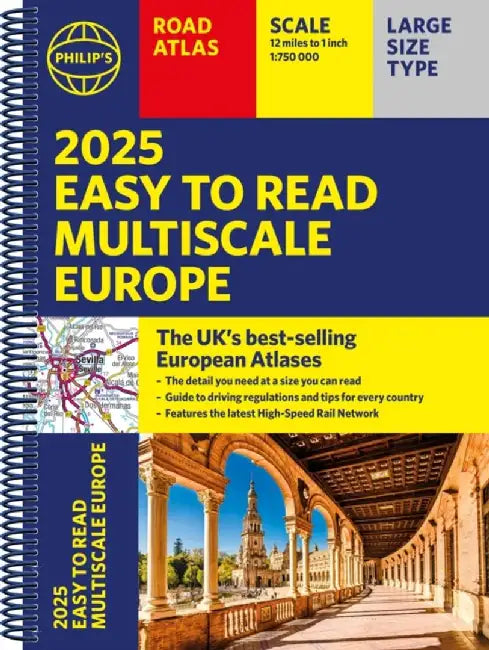 2025 Philip's Easy to Read Multiscale Road Atlas Europe by Philip's Maps