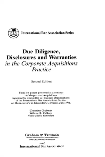 Due Diligence, Disclosures and Warranties by D. Ed Baker, Robert Jillson, David Baker
