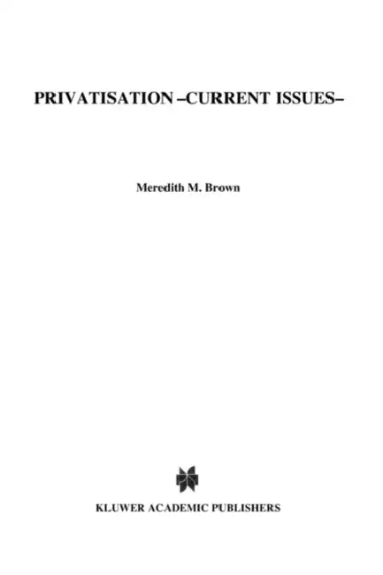 Privatisation - Current Issues by Meredith M. Brown, Christina W. Giles