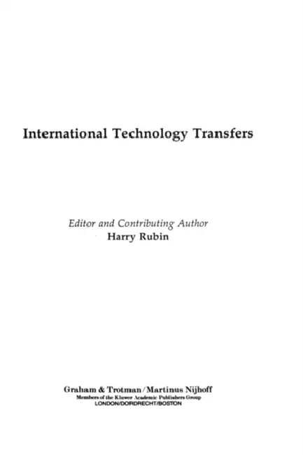 International Technology Transfers by Harry Rubin