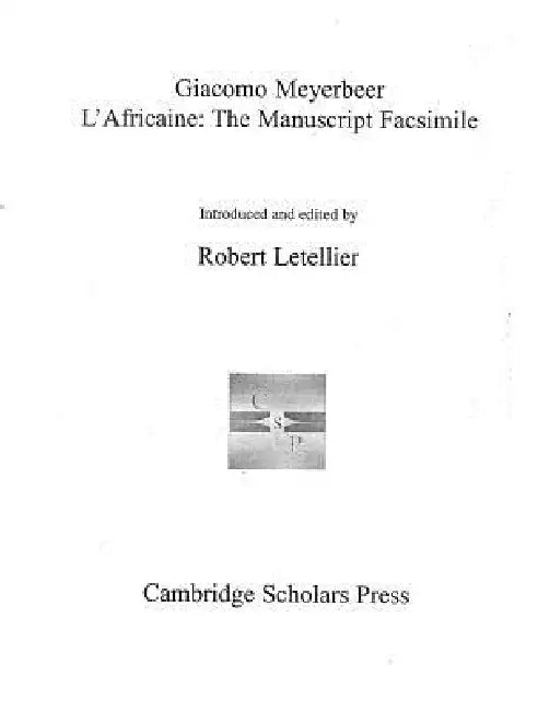 L'Africaine: The Facsimile by Robert Ignatius Letellier