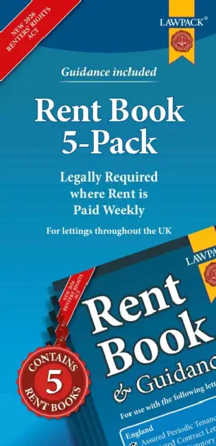Rent Book 5-Pack: Legally Required where Rent is Paid Weekly - valid for use throughout the UK by Lawpack Lawpack