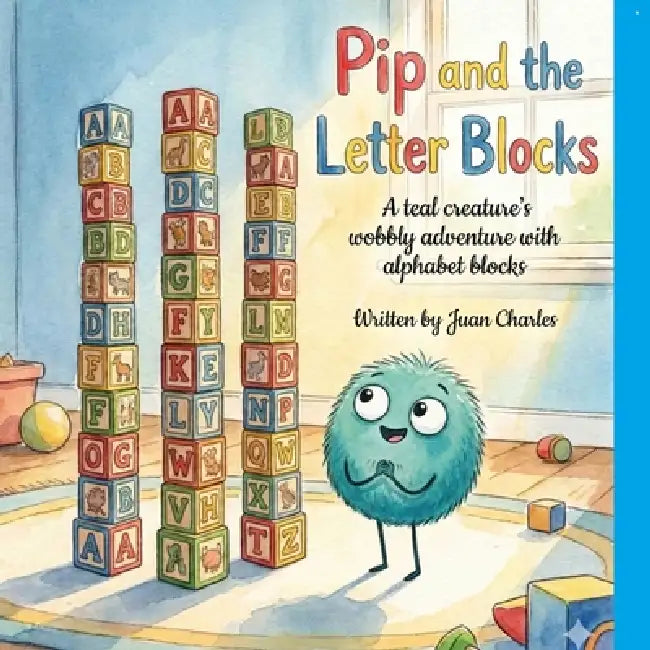 Pip and the Letter Blocks: A teal creature's wobbly adventure with alphabet blocks by Juan Charles