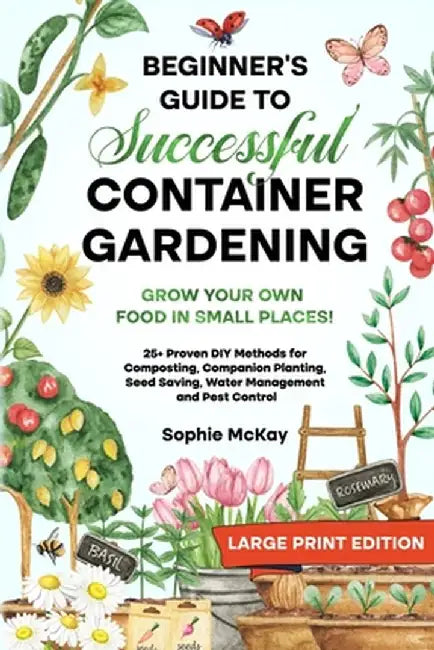 Beginner's Guide to Successful Container Gardening (Large Print edition): Grow Your Own Food in Small Places! 25+ Proven DIY Methods for Composting, C by Sophie McKay