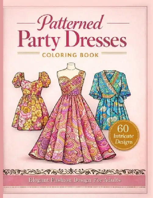Elegant Patterned Dresses Coloring Book: 60 Stylish Party Dresses, Gowns, and Fashion Designs for Adults Intricate Patterns for Relaxing Creativity by Amelia Lily Rosewood