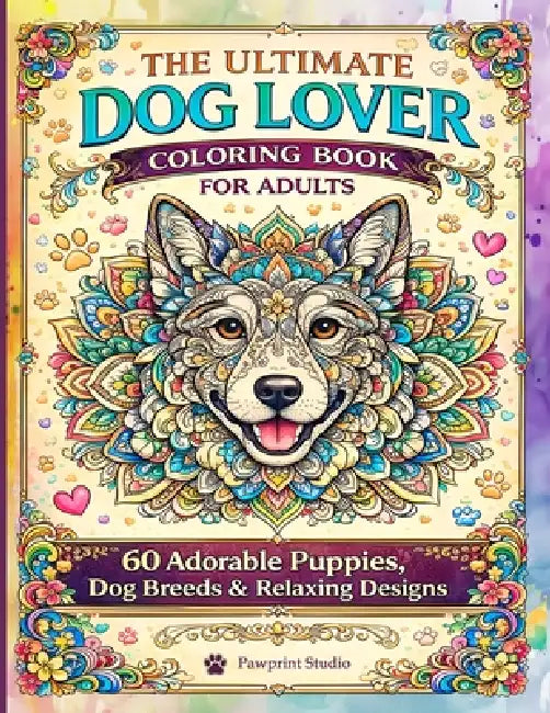 The Ultimate Dog Lover Coloring Book for Adults: 60 Adorable Puppies, Dog Breeds & Relaxing Stress-Relief designs by Pawprint Studio