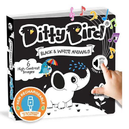 Ditty Bird Interactive Sensory White and Black Sound Book for Babies 6 - 18 Months Infant Books for Tummy Time by Ditty Bird
