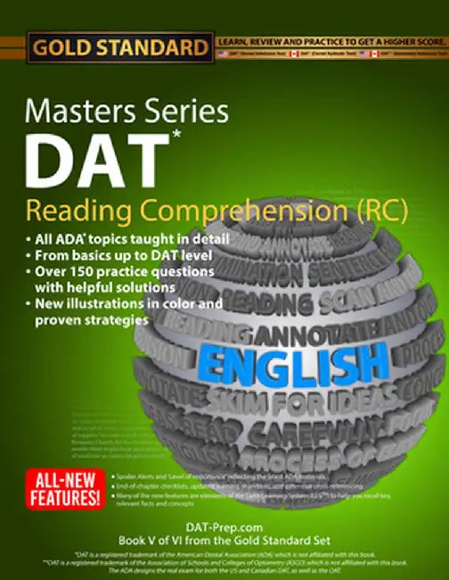 DAT Masters Series Reading Comprehension (Rc): Reading Comprehension (Rc) Preparation and Practice for the Dental Admission Test by Gold Standard DAT by Brett Ferdinand