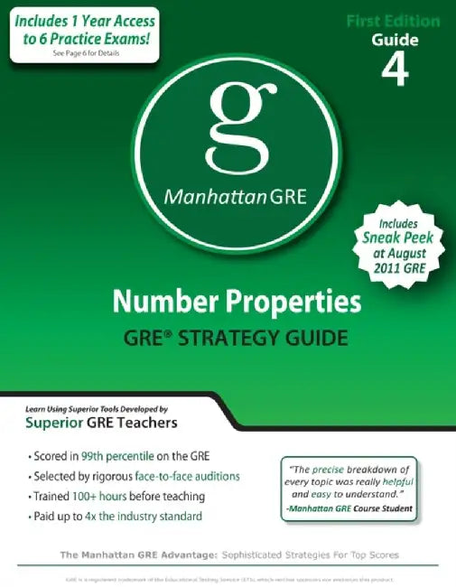Number Properties Gre Preparation Guide by Manhattan Gre