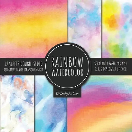 Rainbow Watercolor Scrapbook Paper Pad Vol.1 Decorative Crafts Scrapbooking Kit Collection for Card Making, Origami, Stationary, Decoupage, DIY Handma by Crafty as Ever