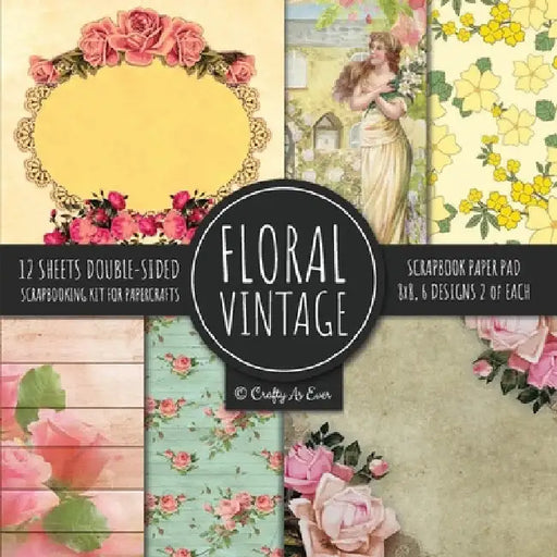 Vintage Floral Scrapbook Paper Pad 8x8 Scrapbooking Kit for Papercrafts, Cardmaking, DIY Crafts, Flower Background, Vintage Design by Craft as Ever